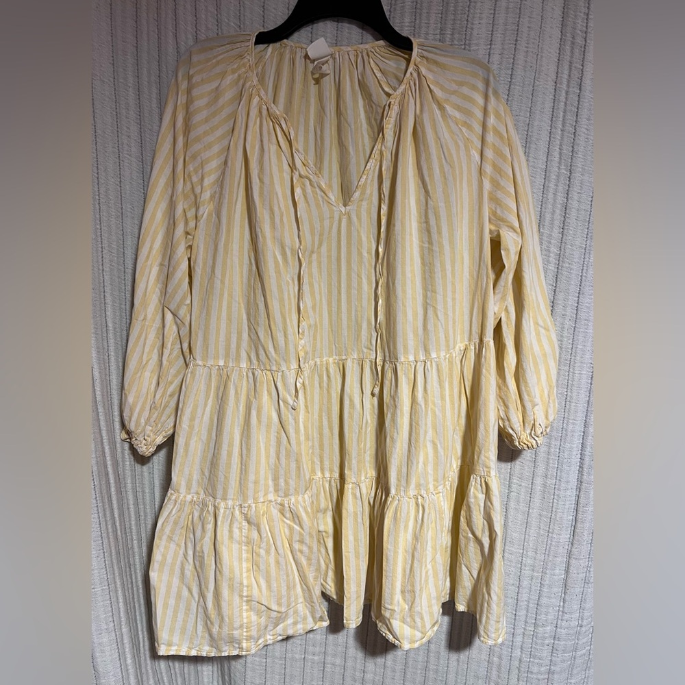 H&M Yellow and White Striped Mini Dress